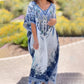 🌺V-nyakú boho mintás fodros ruha