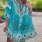 🌺V-nyakú boho mintás fodros ruha