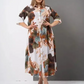 🔥【2XL-4XL】🌺Női laza hajtókás nyomtatott gomb-down hosszú ruha👗